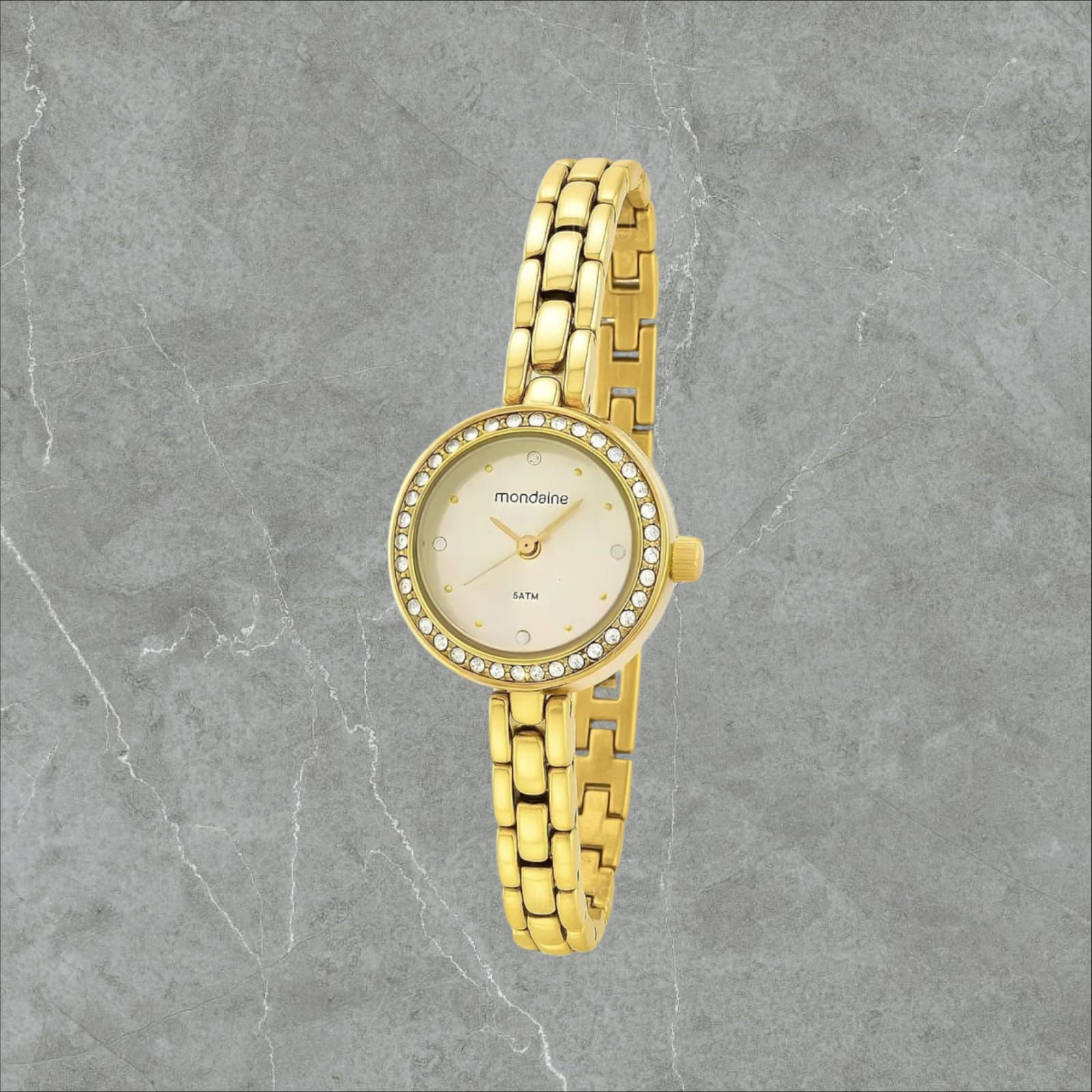 Relógio Mondaine Feminino Social Analógico Correia Dourado Bisel Dourado