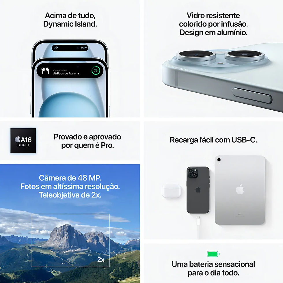 Miniatura: Apple iPhone 15 (256 GB) - Preto - Distribuidor Autorizado