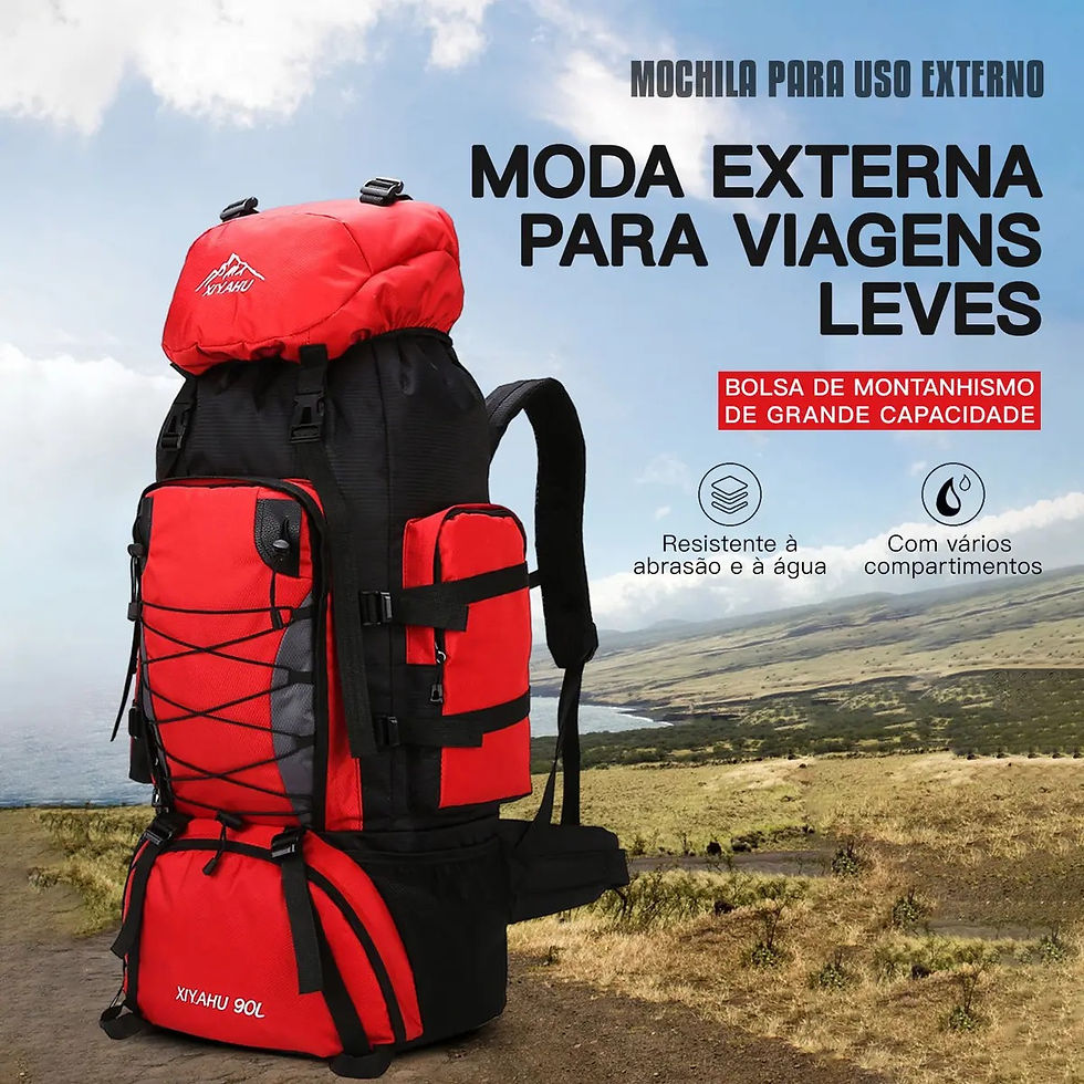 Miniatura: Joyfox Mochila Cargueira 90 Litros Viagem Camping Cor Vermelho Desenho Do Tecido