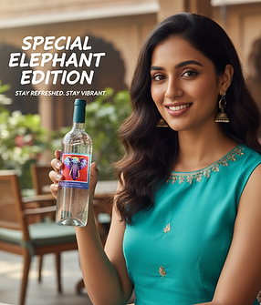 create a advertisement for the water bottle, special elephant edition, in a indi.png