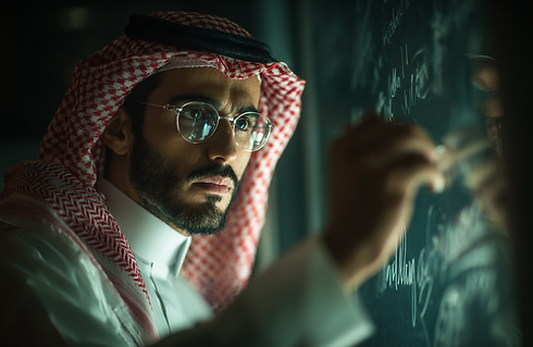 zoomplayer_A_Saudi_Arabian_man_writing_on_a_glass_board_in_an_o_2cbe5bed-6945-48a9-b036-0d