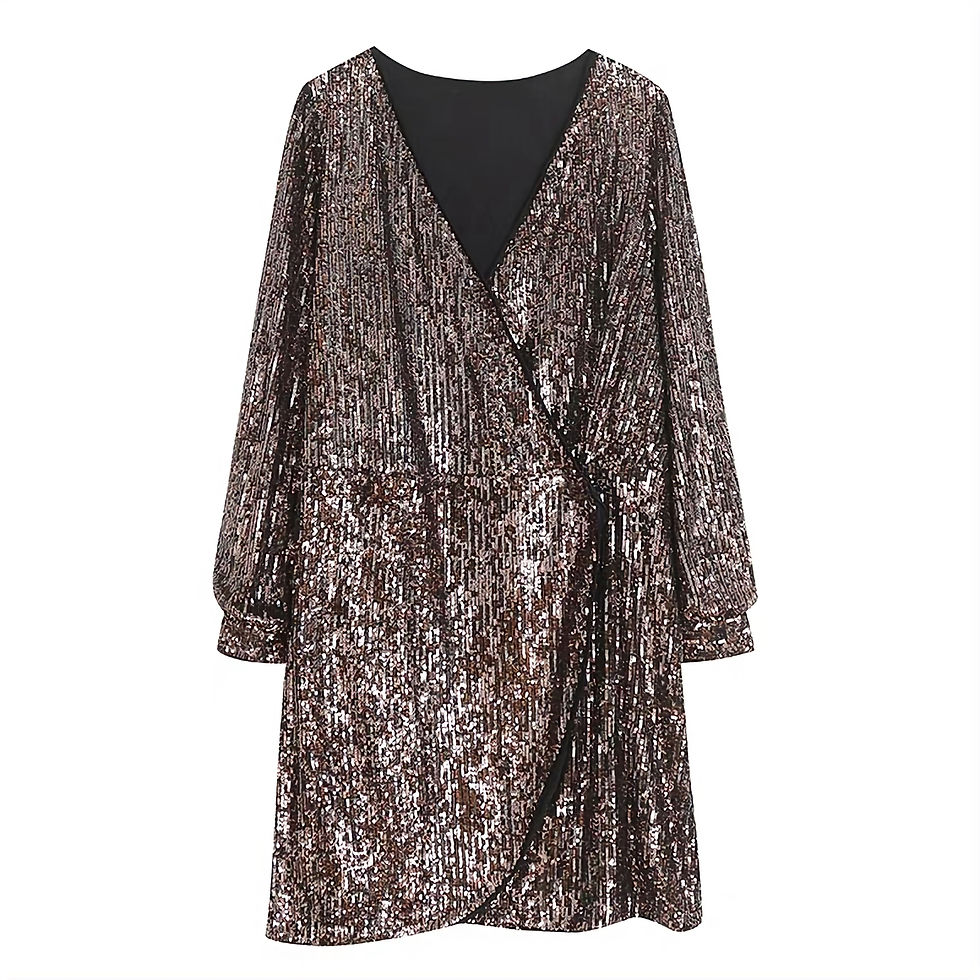 plus size evening dress : Long sleeves wrap around style sequins evening dress
