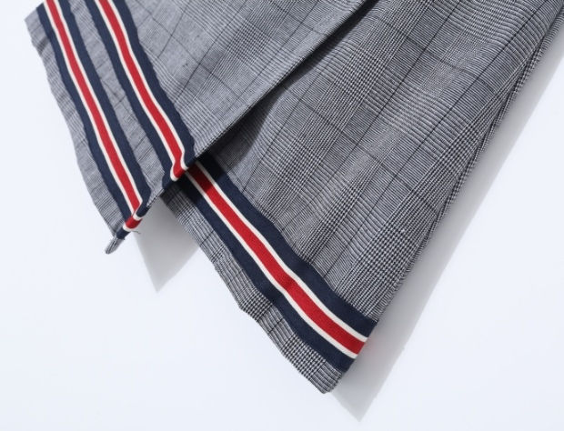 Thumbnail: Wrap around check mini day skirt with asymmetric hem line