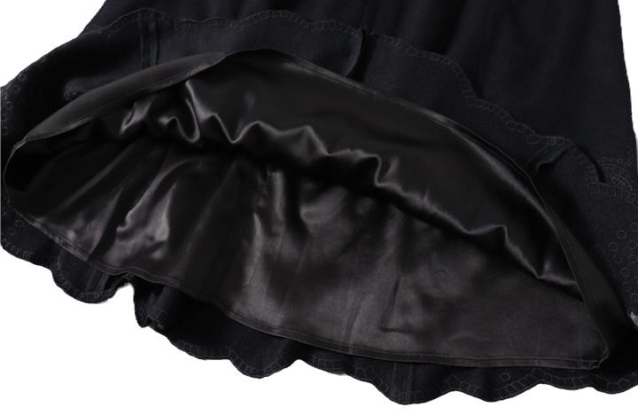 Thumbnail: Womens fashion  wool skirt with zigzag hem line and side embroidery