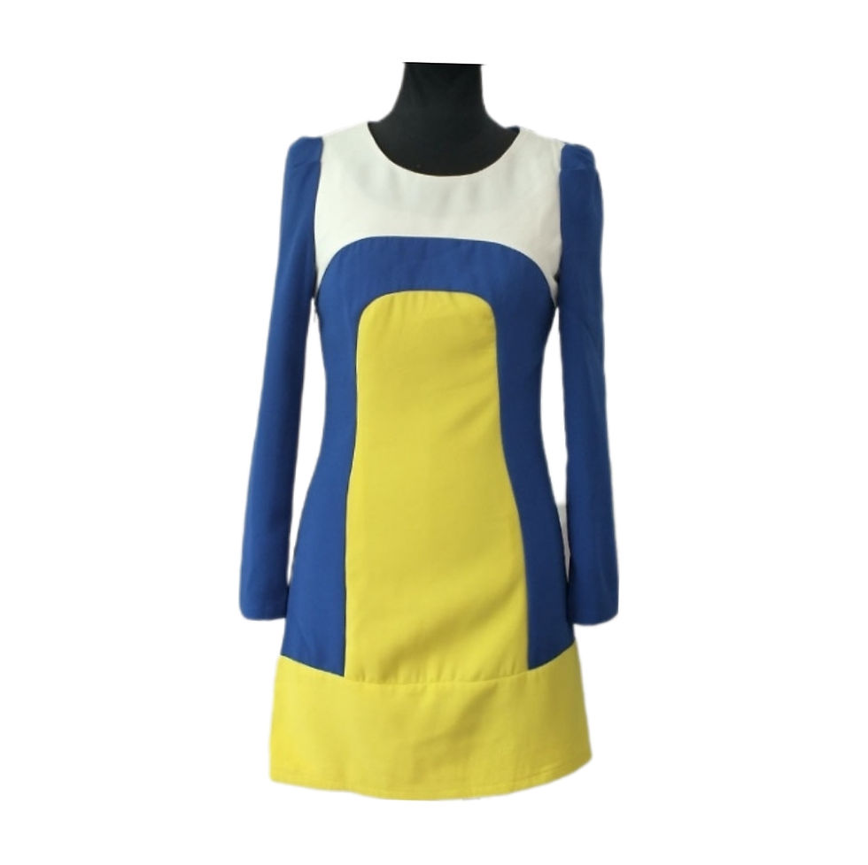 Thumbnail: Long sleeves retro style multi colour day dress