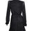 Thumbnail: long sleeves wrap chest black chiffon mini dress