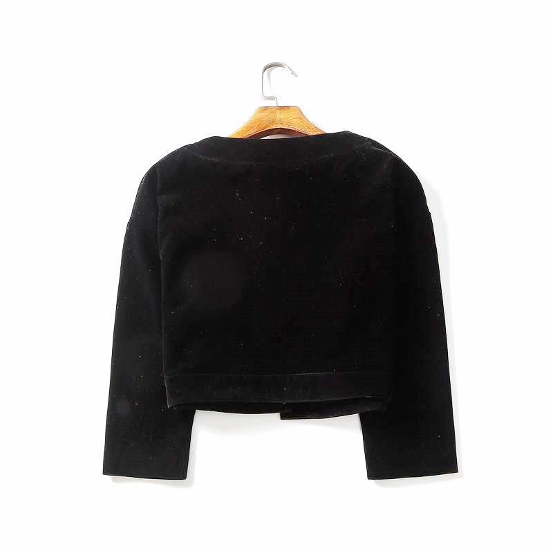 Thumbnail: Black velvet short evening jacket