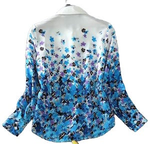 Thumbnail: Womens fashion long sleeves printed chiffon shirt