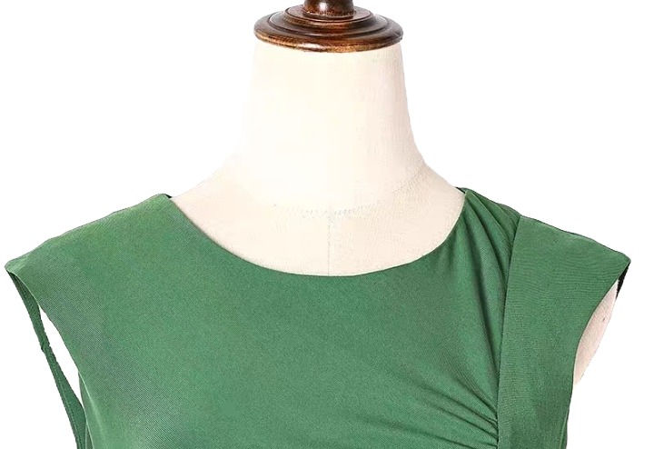 Thumbnail: Womens fashion short sleeves green midi day dress