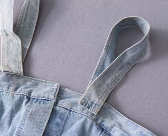 Thumbnail: Blue Denim sleeveless front open jeans dress