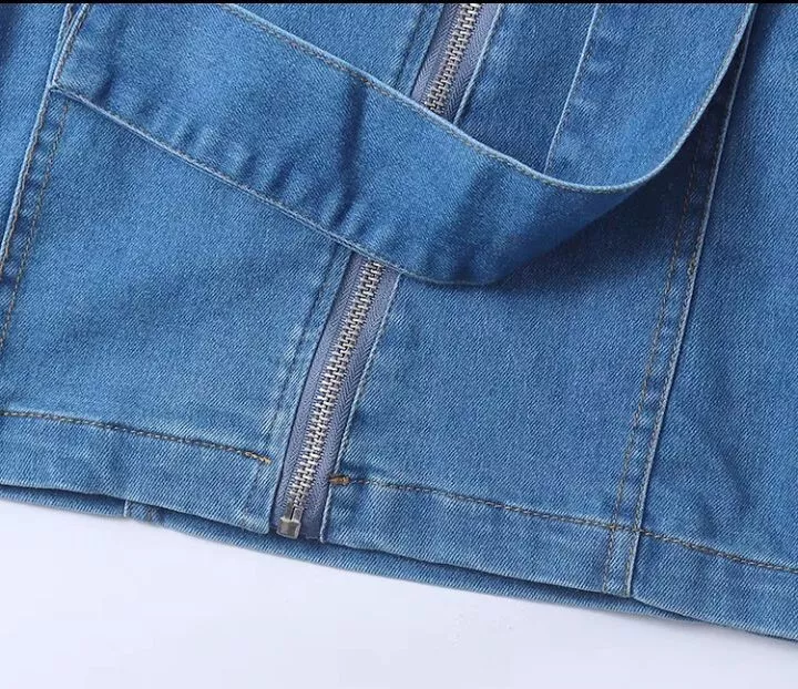 Thumbnail: Womens blue jeans dress summer casual mini denim dress