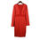 Thumbnail: Long sleeves red lucre midi dress with see through front sections