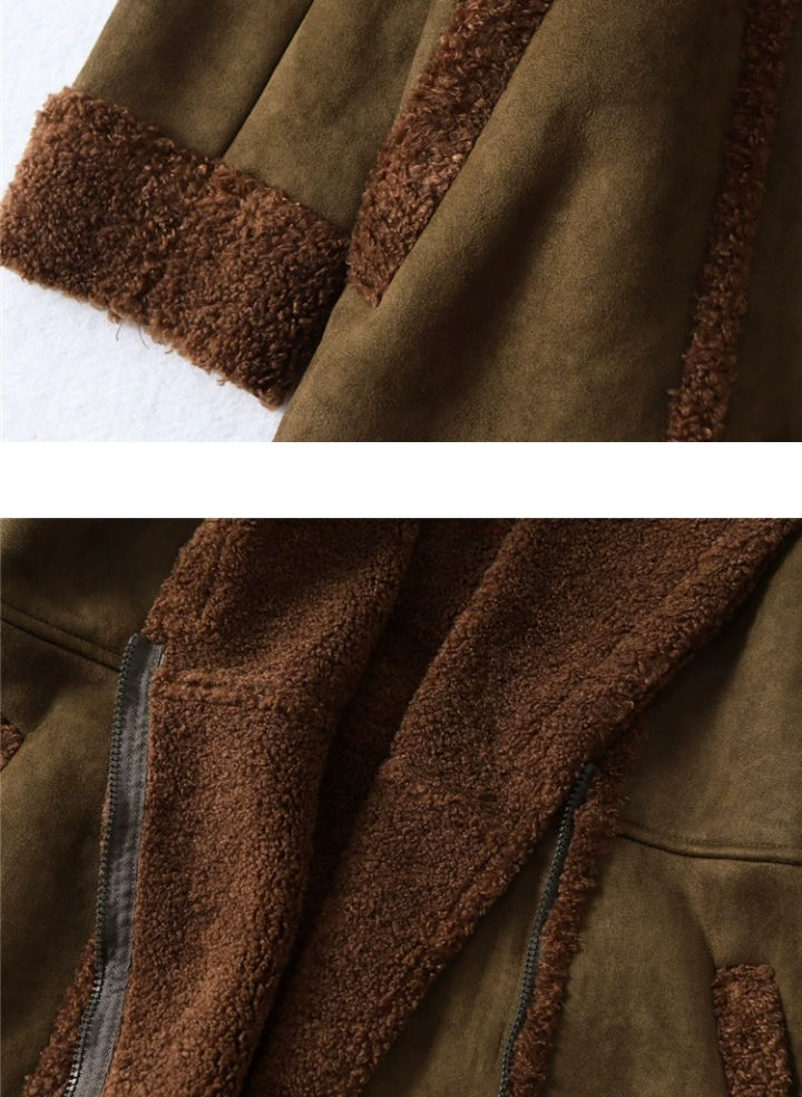 Thumbnail: Womens  plus size fashionable wool lined brown coat