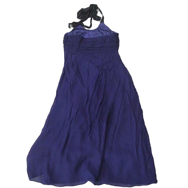 Thumbnail: Halter neck front embellished silk chiffon plus size purple dress