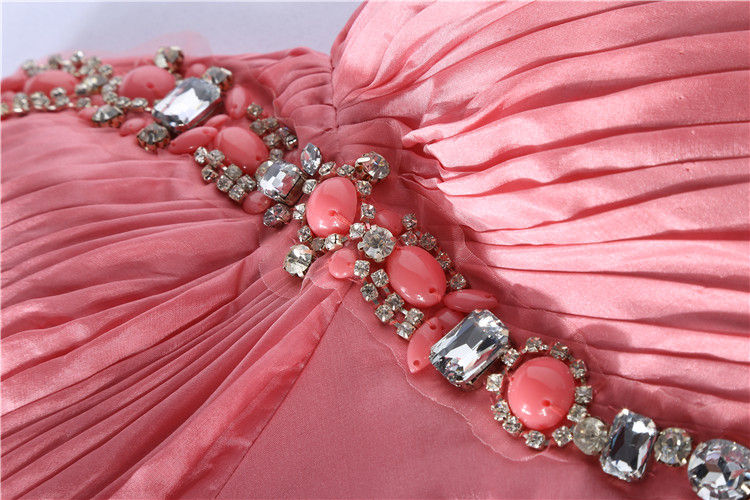 Thumbnail: Womens fashion short pink silk short strapless sweetheart neckline dress