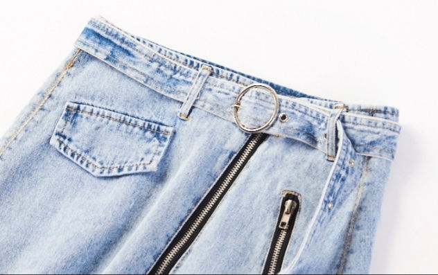 Thumbnail: Trendy  denim / blue jeans. skirt in the latest front zipped style