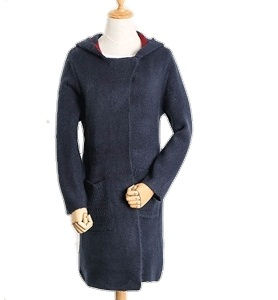 Thumbnail: Womens fashion  casual hooded wool long jacket / knit wear