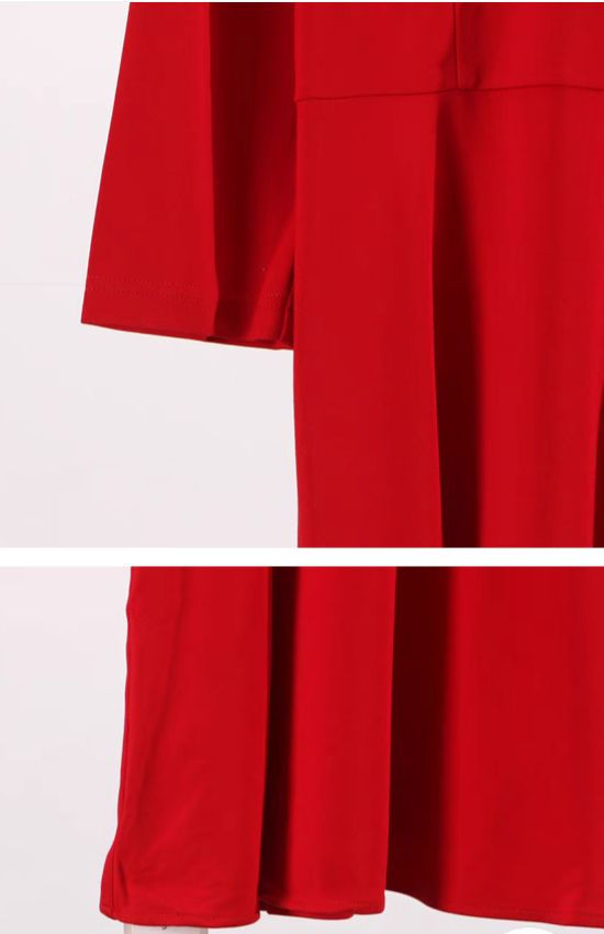 Thumbnail: Long sleeves casual work red day dress