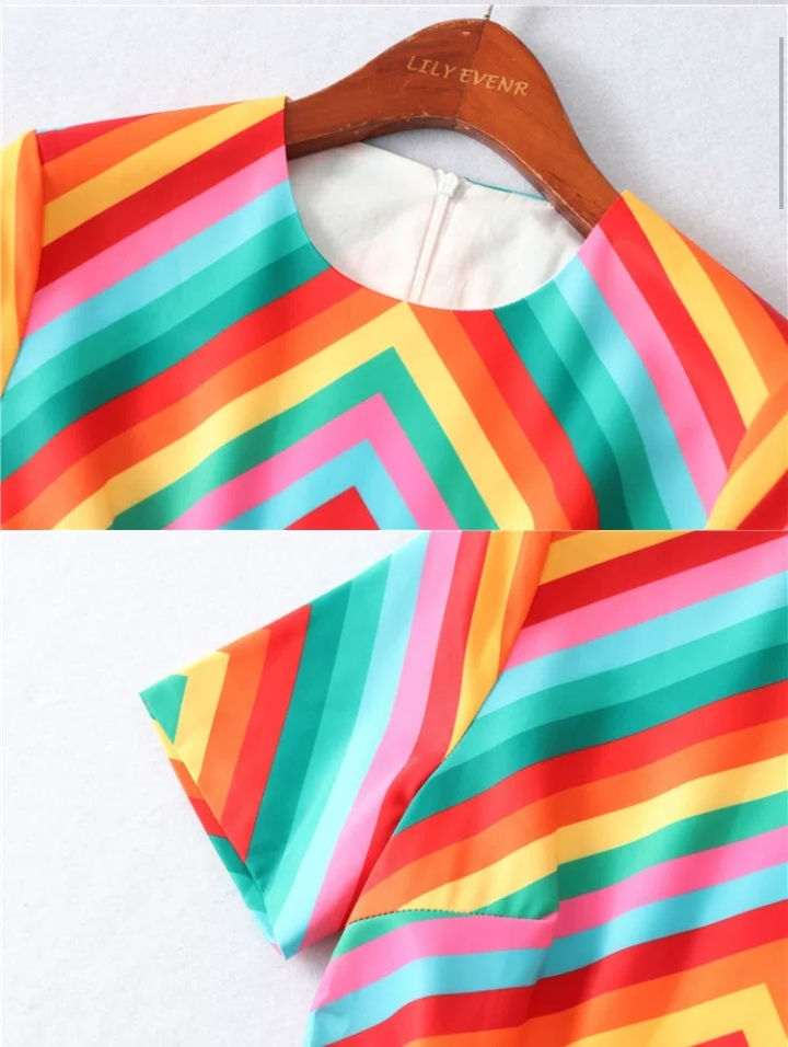 Thumbnail: Womens fashion short sleeves round neck stripe