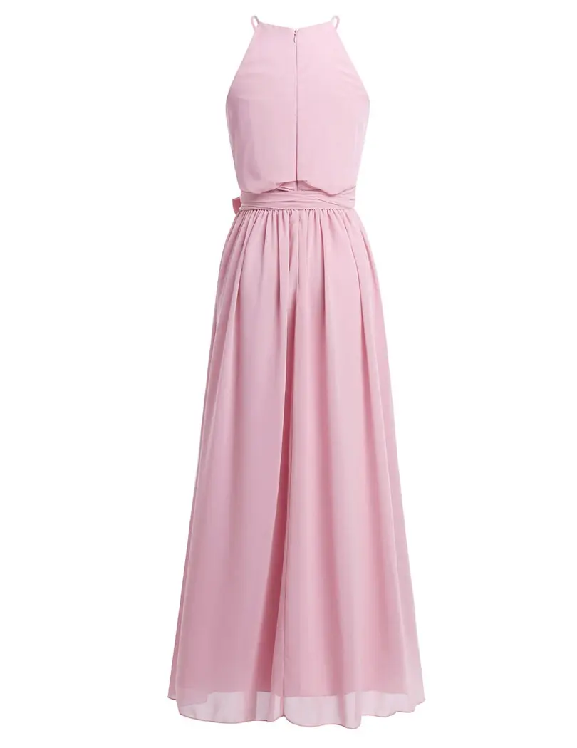 Thumbnail: Halter neck long evening/bridesmaids chiffon dress