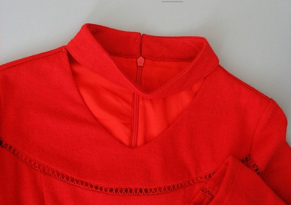 Thumbnail: casual dress Long sleeves weekend /work red wool mini dress