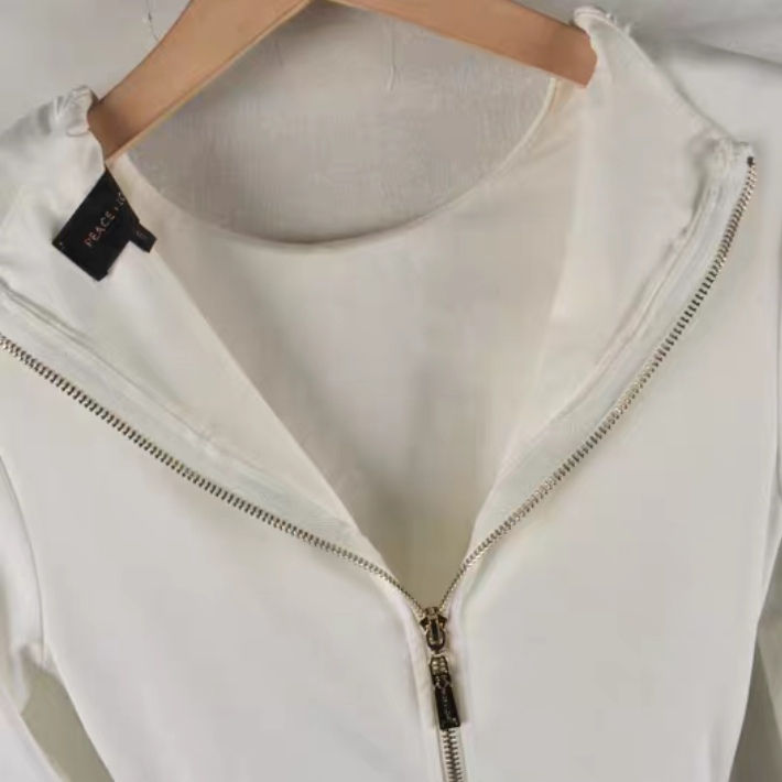 Thumbnail: Long sleeves mini stretch lycre white bodycon day dress