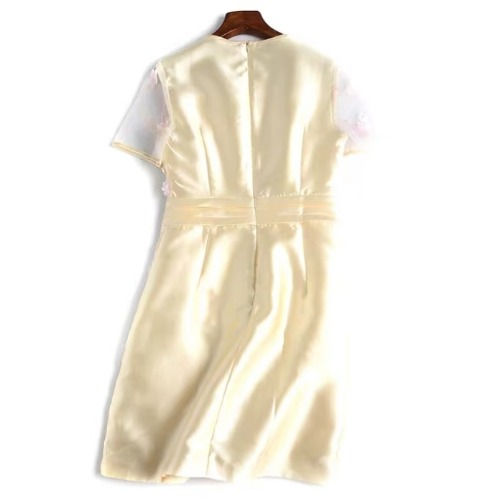 Thumbnail: Womens silk hand embellished short sleeves short  evening dress