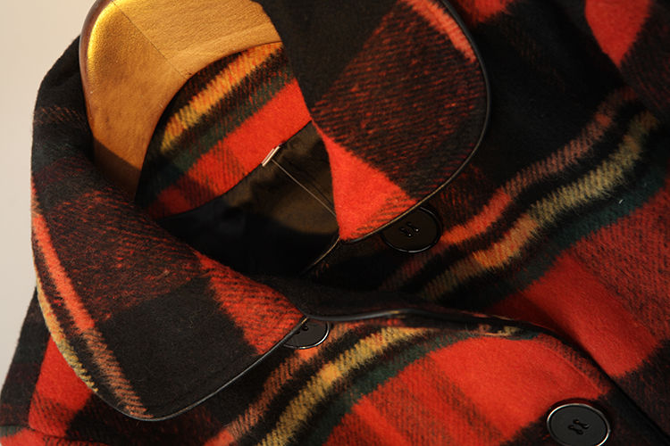 Thumbnail: Womens fashion check wool winter jacket