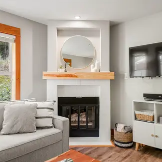 Refinished fireplace in Airbnb renovated condo in Whistler BC