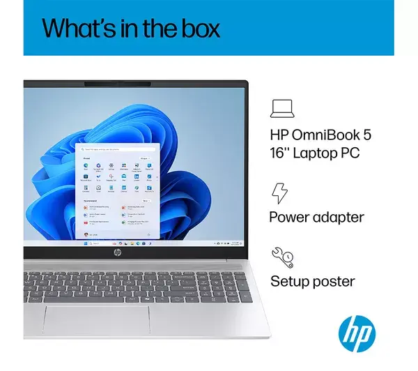 Thumbnail: New HP OmniBook 5 16" Laptop - Intel® Core™ i7, 512 GB SSD, Silver