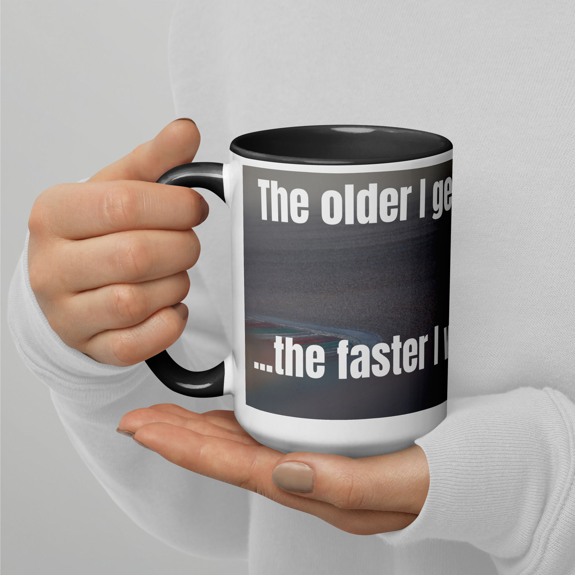 Old I get Mug with Color Inside