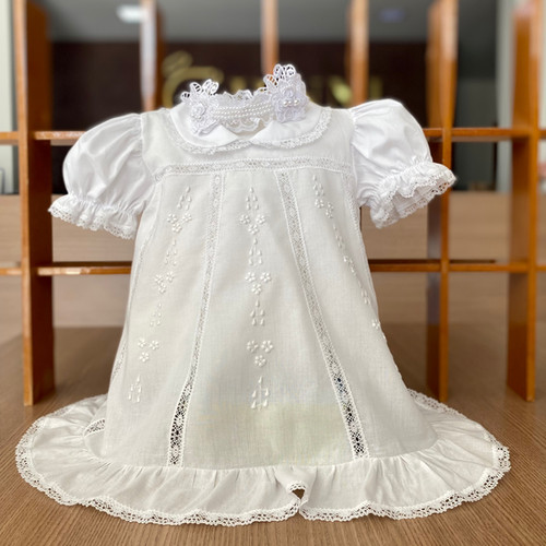 Vestido Infantil Batizado Simples Vestido Tricoline Vestido