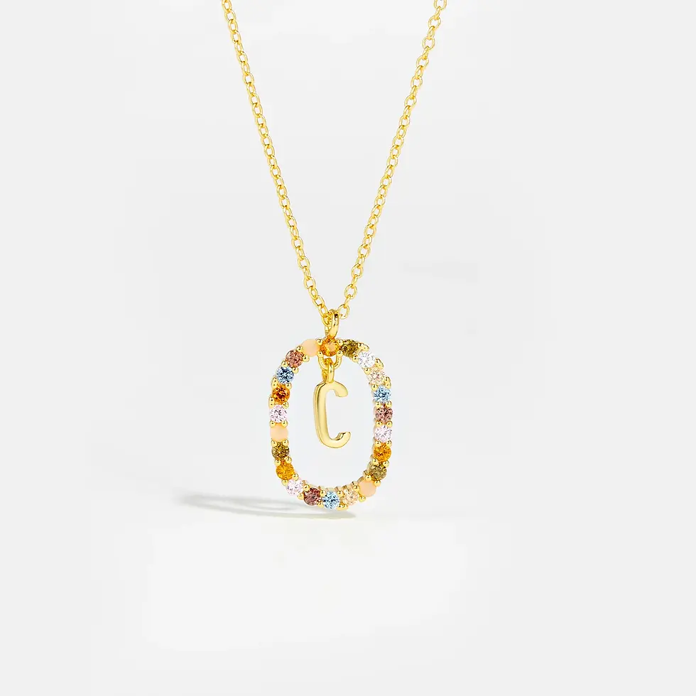 Miniature : ANDYWEN 925 Sterling Silver Gold Letters a - Z  Initial M S C K Alphabet