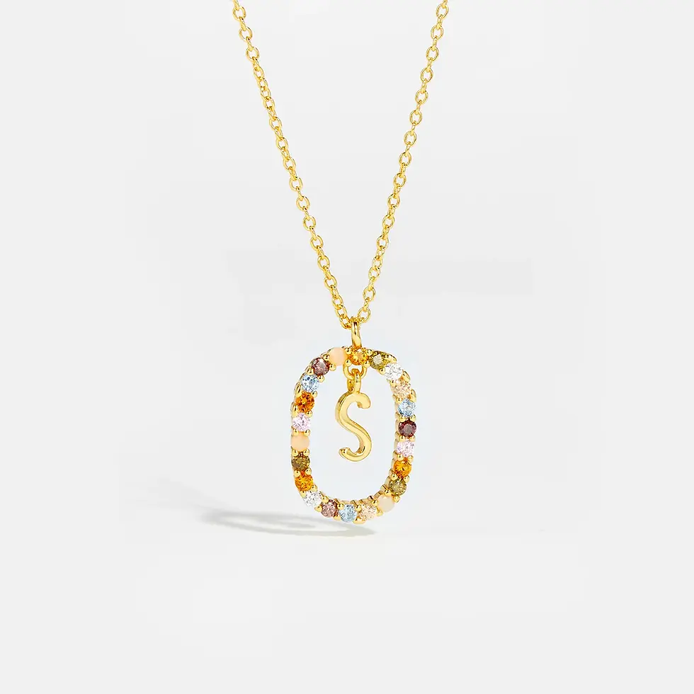 Miniature : ANDYWEN 925 Sterling Silver Gold Letters a - Z  Initial M S C K Alphabet