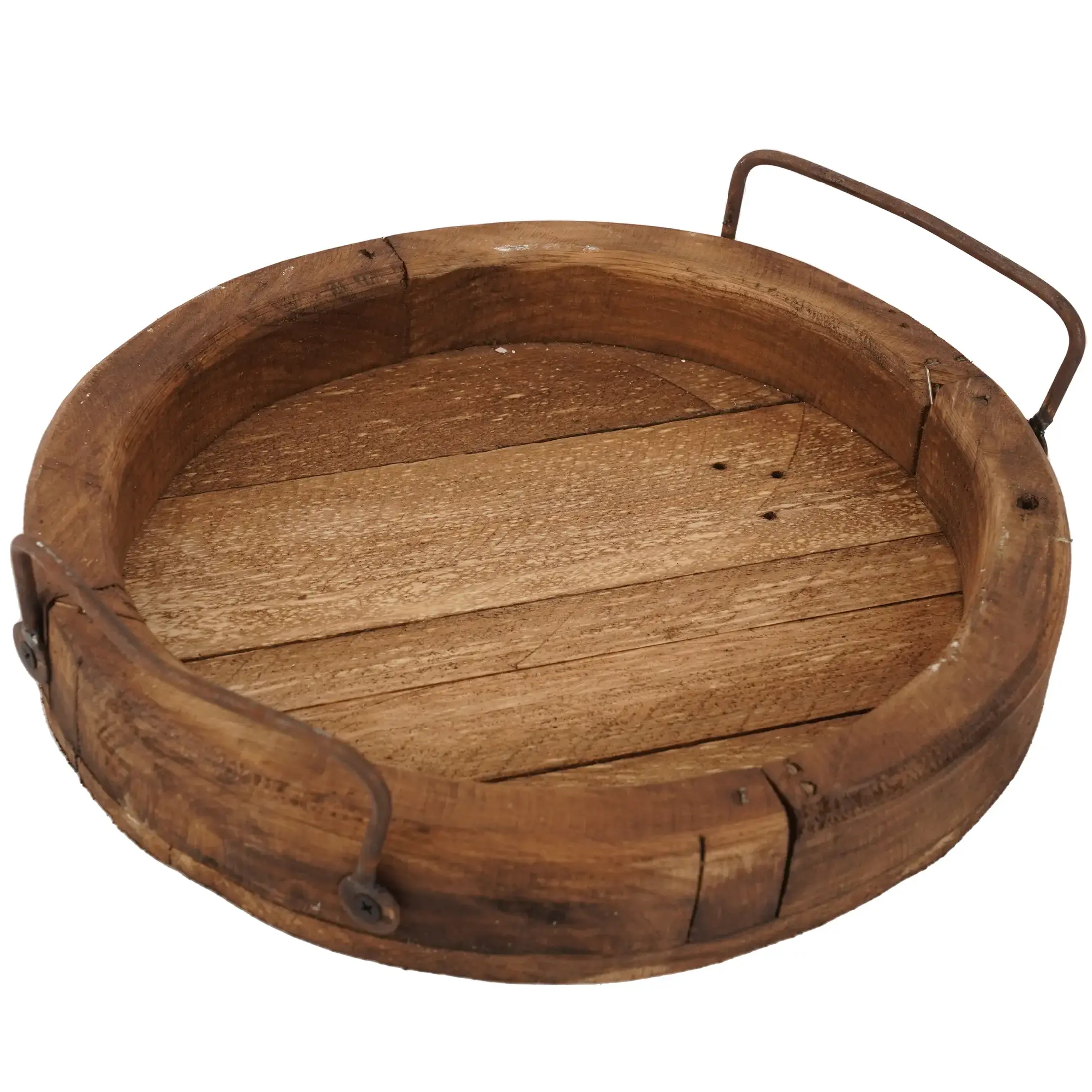 Round Farmhouse Reclaimed Wooden Tray