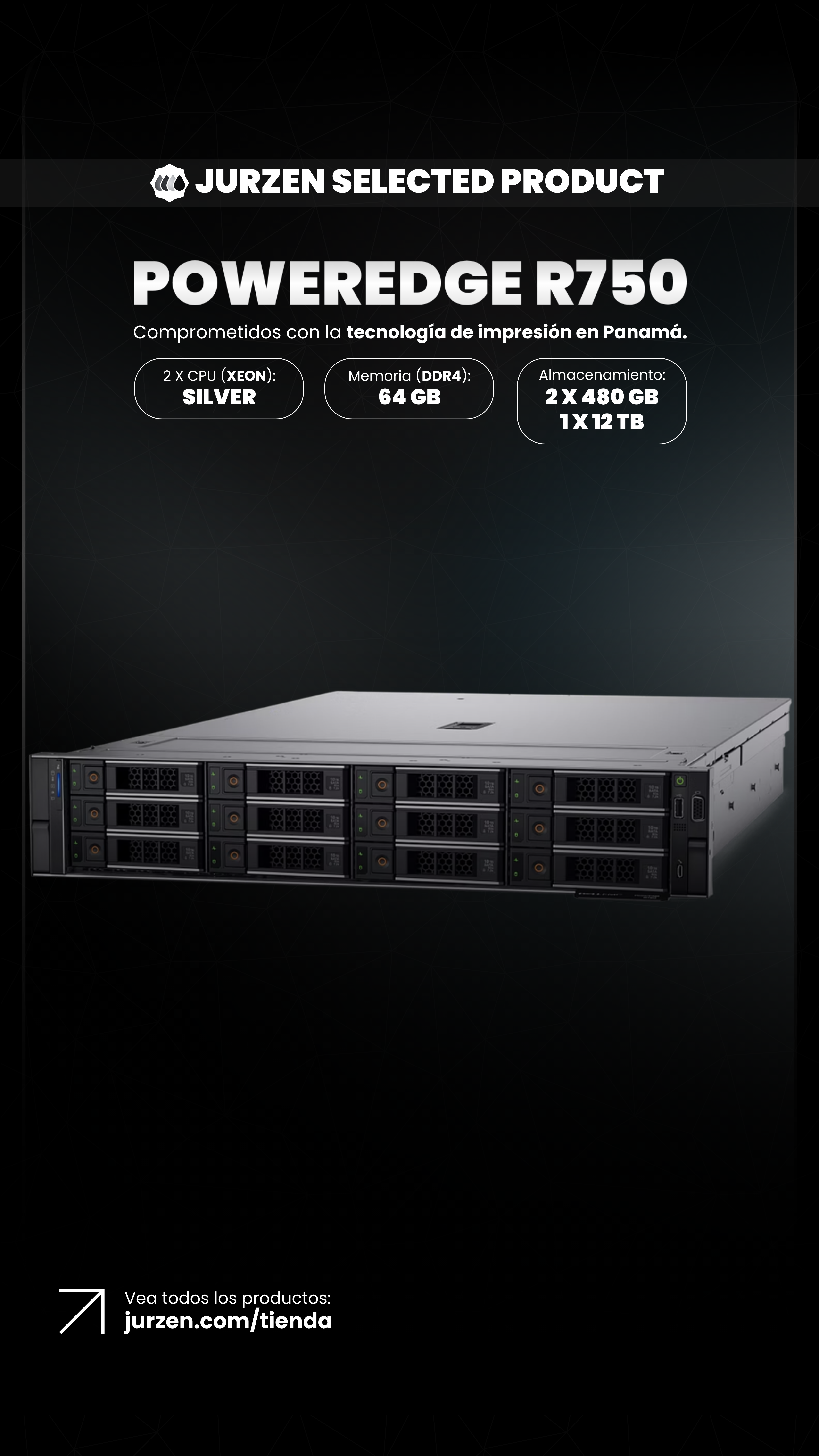 Servidor de alta densidad PowerEdge R750 para infraestructura TI empresarial - Jurzen Technology