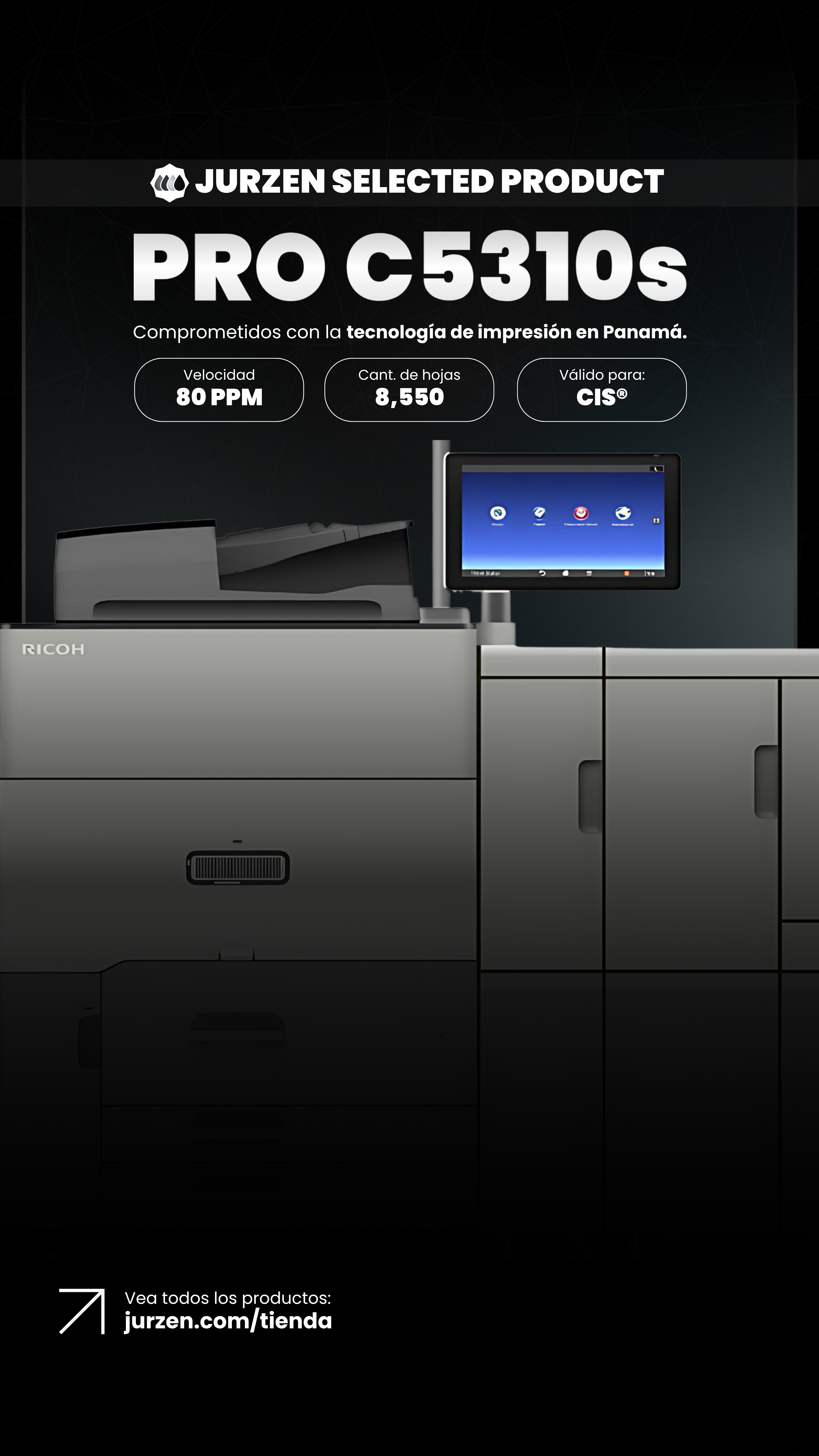 Prensa digital de producción PRO C5310s para artes gráficas en Panamá - Jurzen Technology