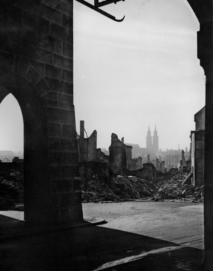 View of Nuremberg rubble, 1945