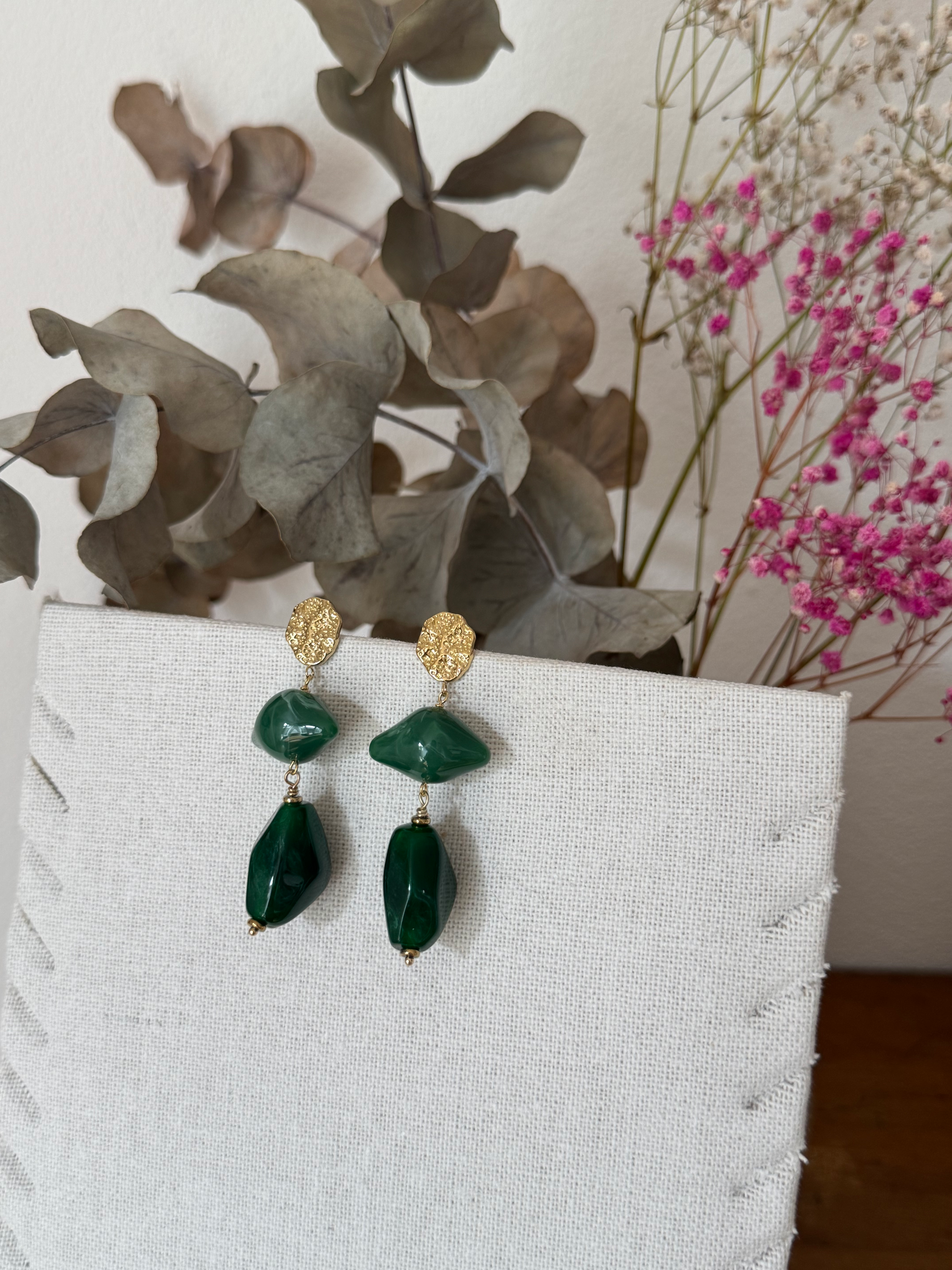 Boucles Jade Verte