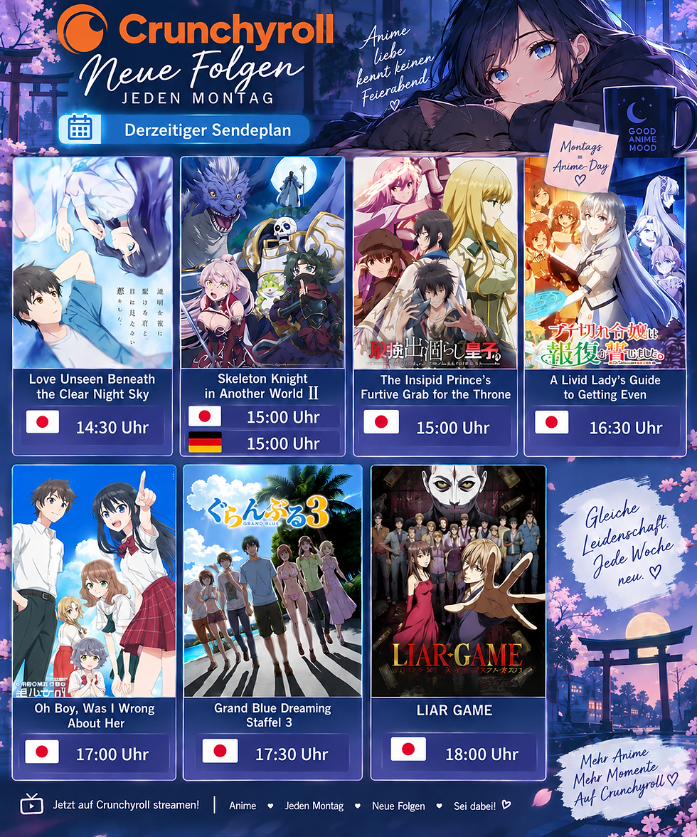 🌙 Crunchyroll – Der derzeitige Anime-Sendeplan