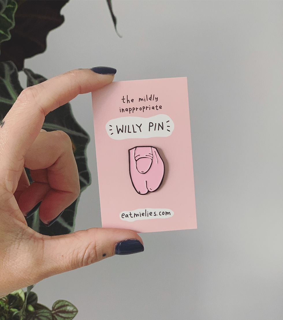 Thumbnail: Willy enamel pin (pink or brown)