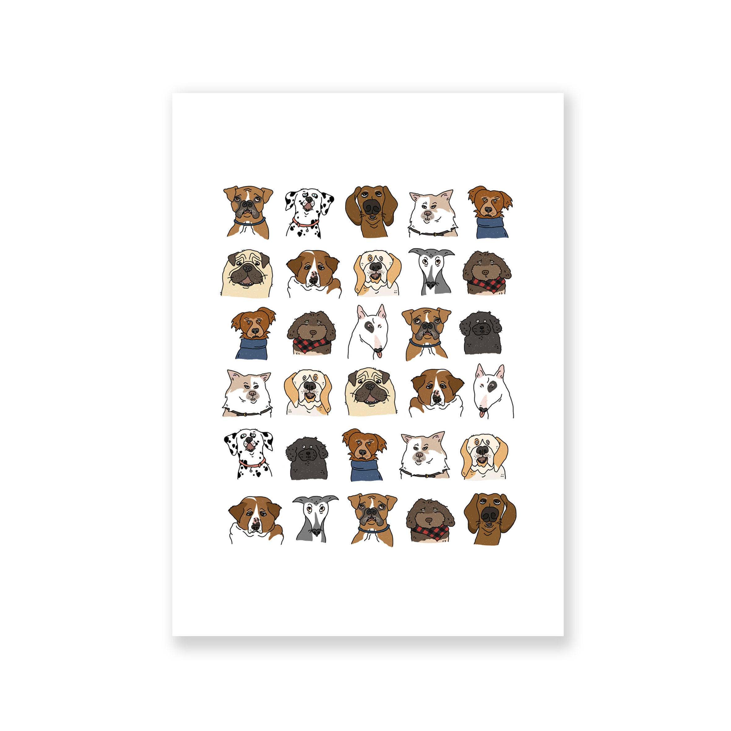 Dog heads! A6 postcard "mini print"
