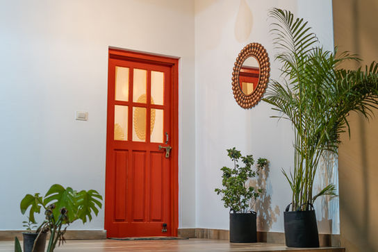 Exterior of Earth Homes Bir, vibrant and colorful design, welcoming ambiance, eye-catching exteriors, stunning photography, natural light highlights, harmonious colors, scenic surroundings, charming retreat, serene environment, picturesque views, artistic architecture, rustic charm, tranquil vibes, modern yet natural, inviting outdoor spaces, colorful and appealing, bright and lively exteriors, all-angle captures, seamless design, scenic Bir location, warm and vibrant stay, thoughtfully designed exteriors, peaceful and scenic retreat, nature-inspired aesthetics, eco-friendly architecture, light-filled outdoor spaces, stylish and cozy, unique design elements, rustic yet modern, memorable first impression.