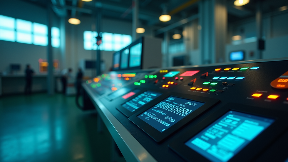 Close-up view of biofuel production control panel with digital displays