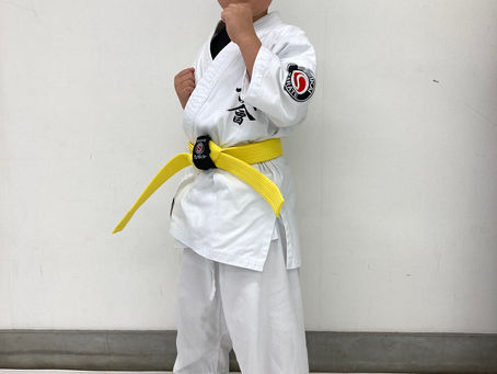 大田区 萩中 志誠會 空手 黄色帯になったぼくちゃん！