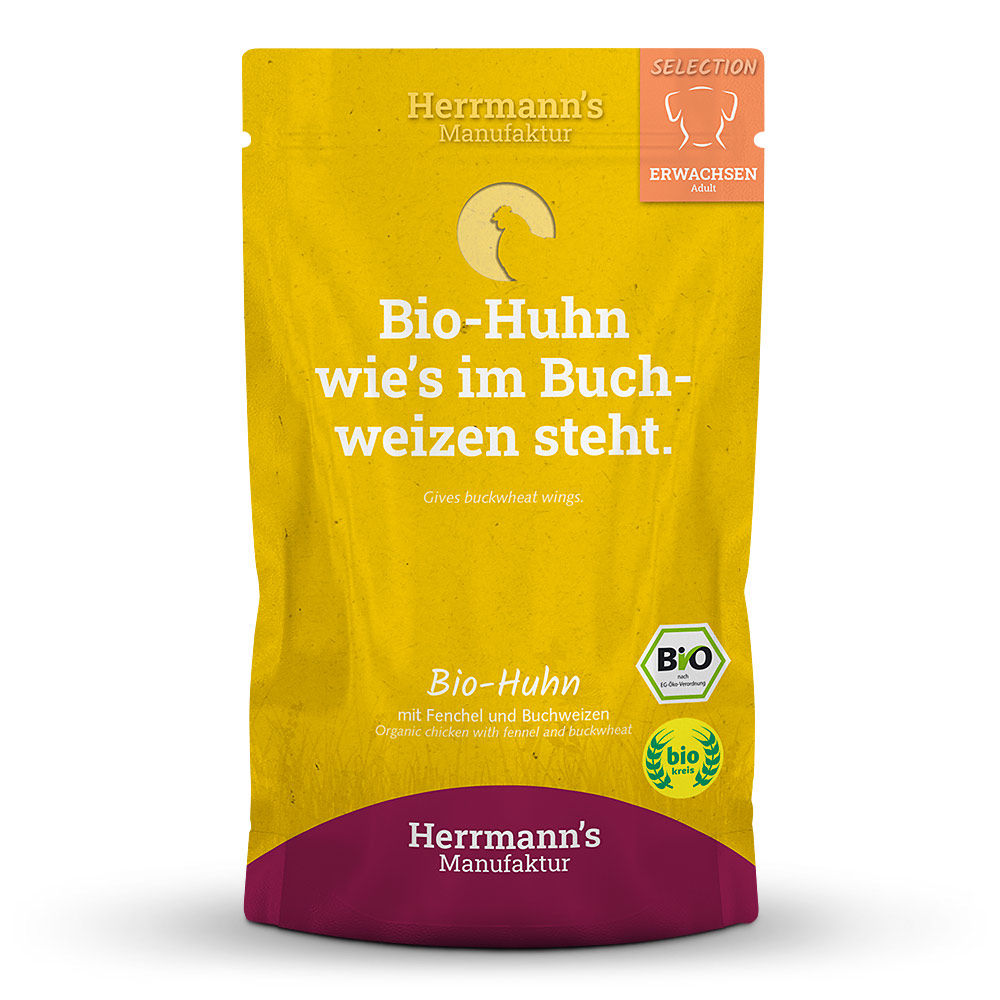 Hermanns Hund Bio Huhn mit Fenchel und Buchweizen - Beutel à 150g