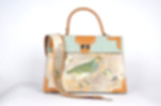Marquise  velours  amande & cuir gold " le perdreau " 37