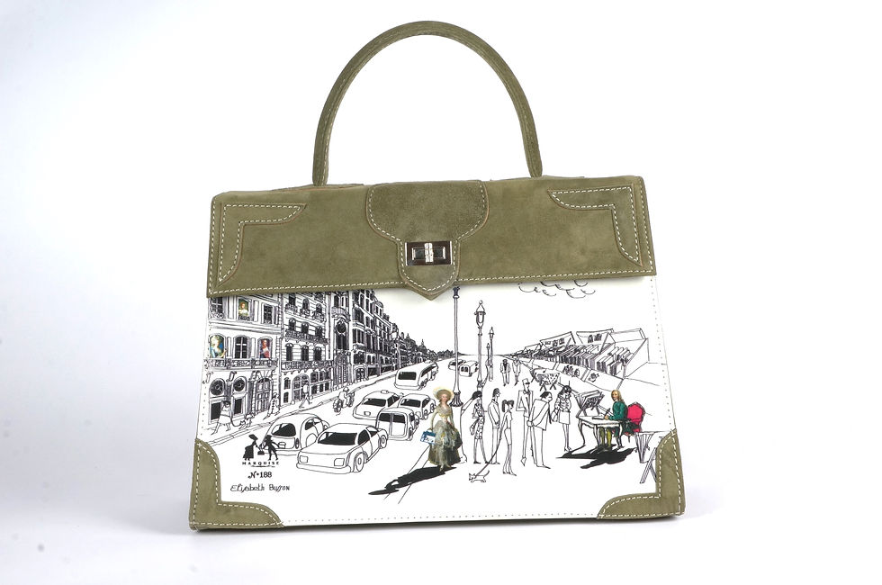 Thumbnail: Marquise daim vert mousse " Voltaire et la vie parisienne "  fond blanc 9644