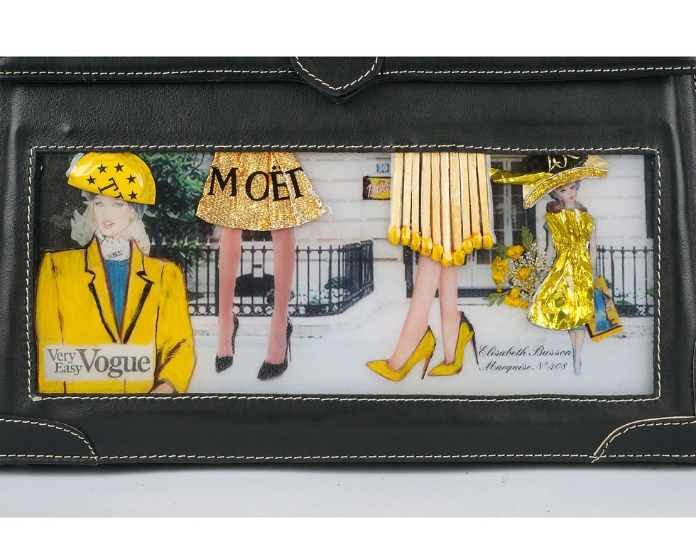 Thumbnail: Marquise Signature  cuir noir /jaune "Avenue Montaigne "Glacis 3D 654