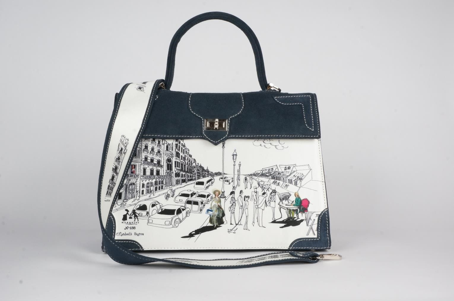 Marquise daim bleu marine "Voltaire & la vie parisienne" 398